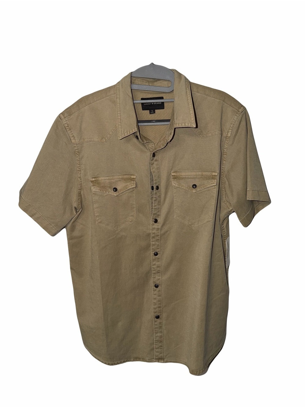 Lucky Brand Short Sleeve Button-Down Shirt - Khaki Green